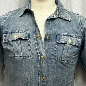 Michael Kors Denim Shirt with Gold Buttons